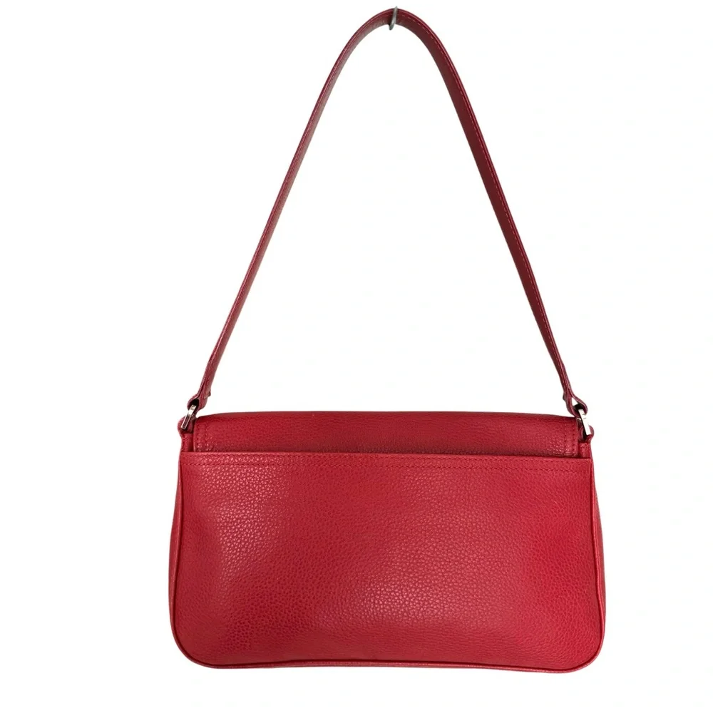 Longchamp Red Leather Flap Shoulder Bag Handbag